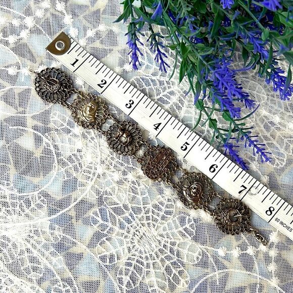 Vintage Souvenir Du Maroc Moroccan Hamsa Camel Link Bracelet - Picture 9 of 10